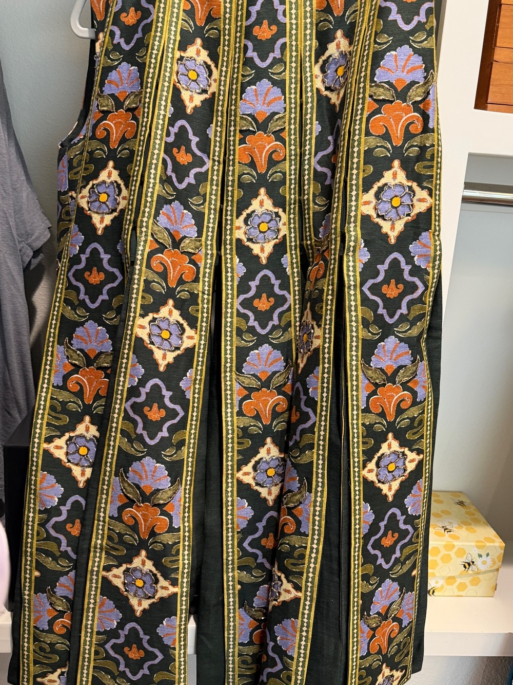 Alemais Skirt with Orange, Lavender & Gold Stripe Embroidery
